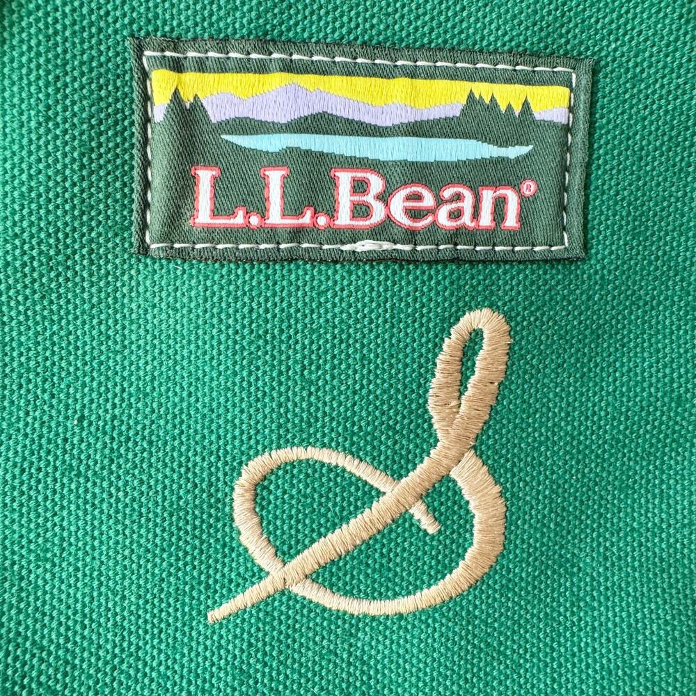 NWT L.L.Bean Green Tricolor Monogram S Leather-Handle Katahdin Boat and Tote Bag - Picture 10 of 10